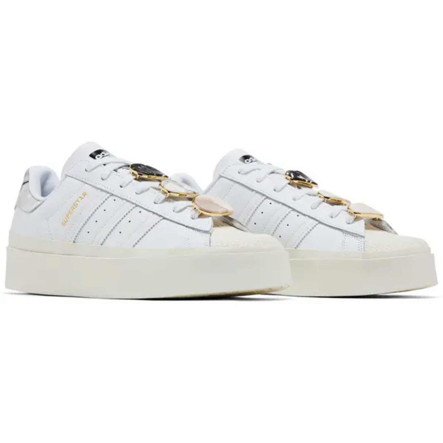 Adidas Women's White/Gold Metallic Superstar Bonega Sneakers, GY1485 (No Box)