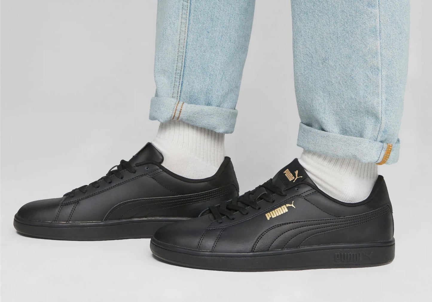 Puma Mens Smash 3.0 L Comfortable Black Lace Up Sneakers