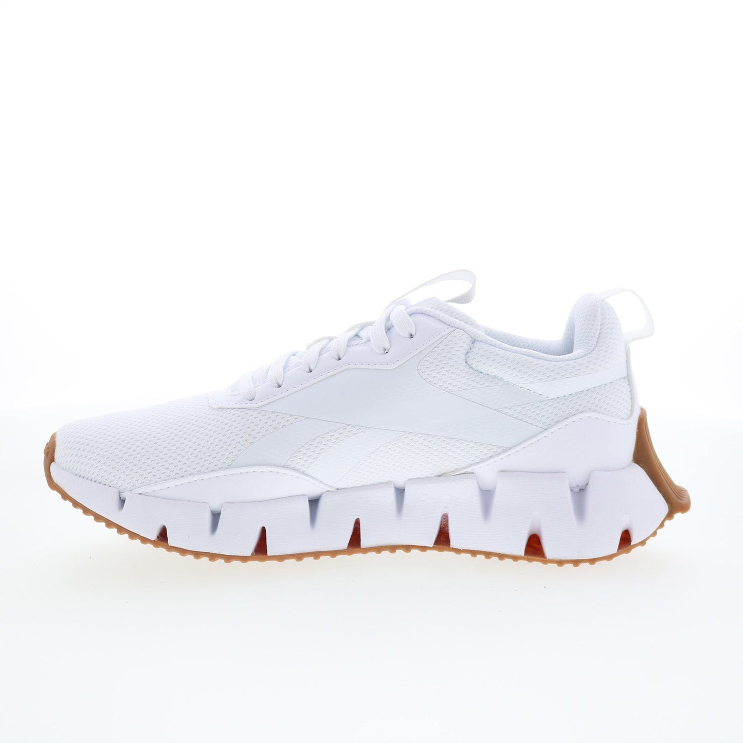 Reebok Zig Dynamica STR Womens White Canvas Lace Up Athletic Running Shoes