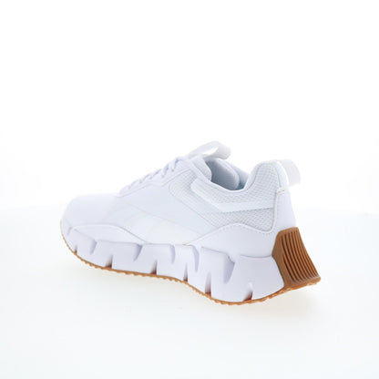 Reebok Zig Dynamica STR Womens White Canvas Lace Up Athletic Running Shoes