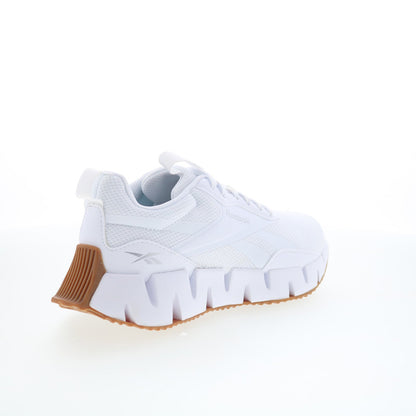 Reebok Zig Dynamica STR Womens White Canvas Lace Up Athletic Running Shoes