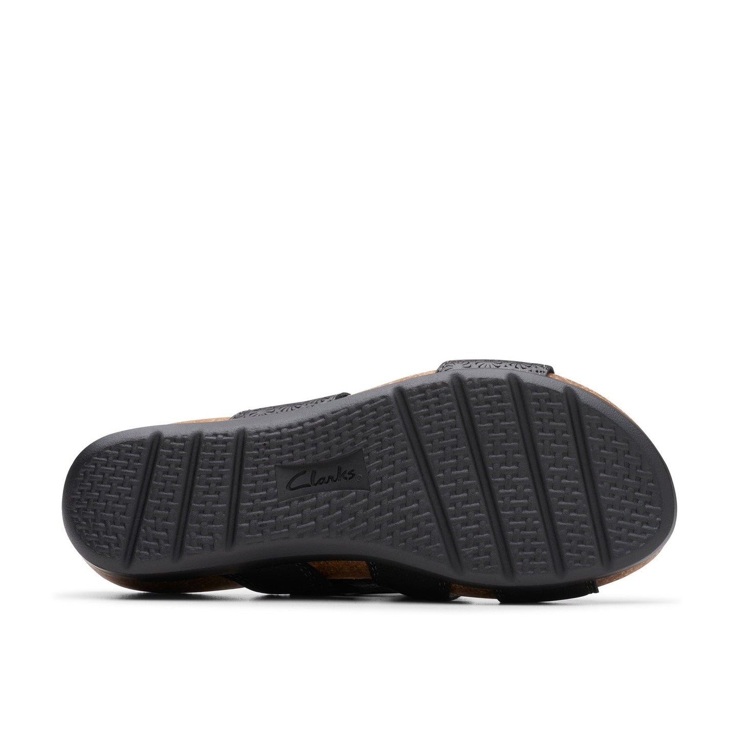 Clarks Calenne Maye 26177042 Womens Black Wide Leather Wedges Sandals Shoes