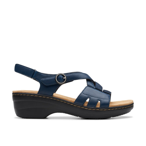 Clarks Merliah Bonita 26177403 Womens Blue Leather Strap Sandals Shoes