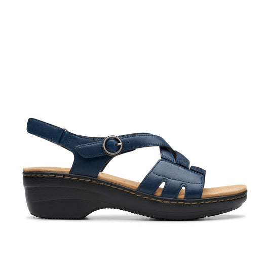 Clarks Merliah Bonita 26177403 Womens Blue Leather Strap Sandals Shoes