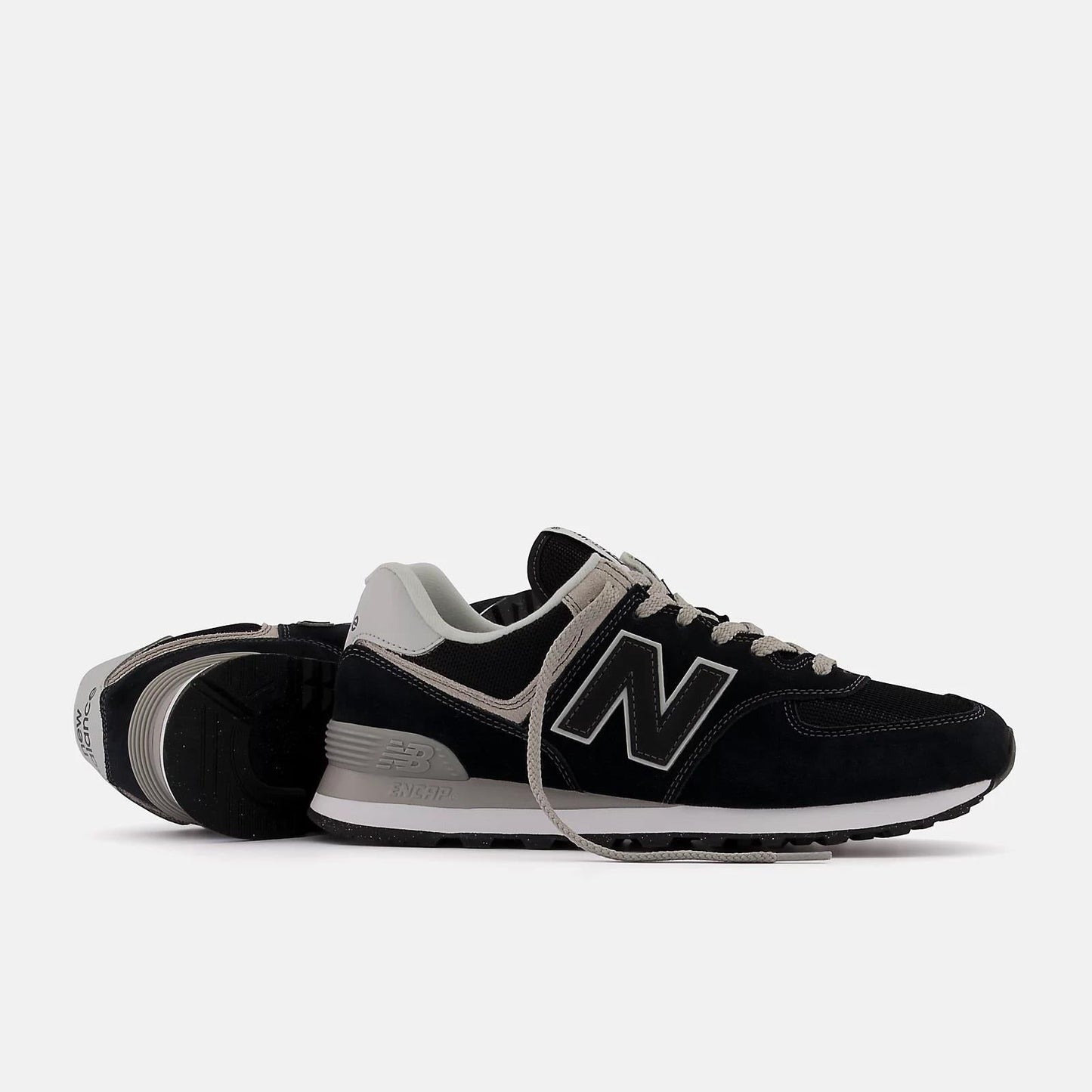 Men's Wide Fit New Balance ML574EVB Walking/Running Trainers - Exclusive - Black/White ENCAP Width 4E