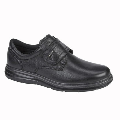 Men's Wide Fit Roamers M337 Touch Fastening Shoes - Black Leather