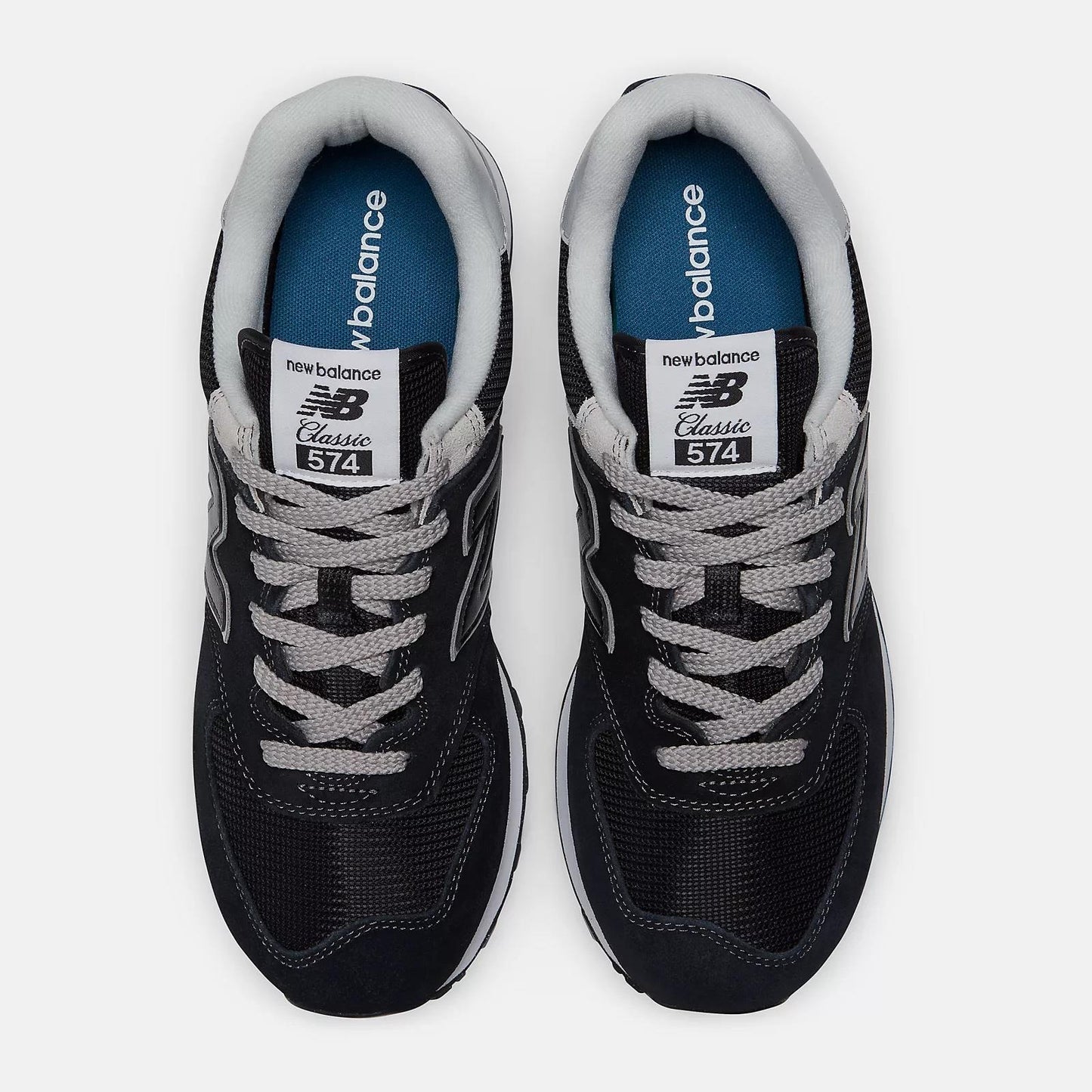Men's Wide Fit New Balance ML574EVB Walking/Running Trainers - Exclusive - Black/White ENCAP Width 4E