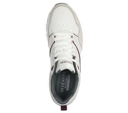 Men's Wide Fit Skechers 183020 Uno Retro One Trainers - White/Green