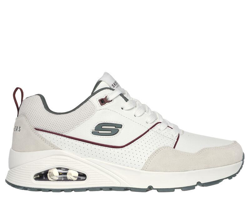Men's Wide Fit Skechers 183020 Uno Retro One Trainers - White/Green