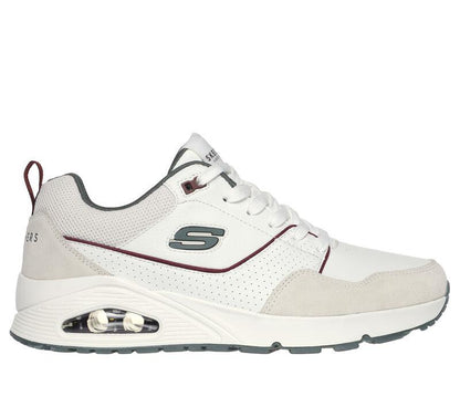 Men's Wide Fit Skechers 183020 Uno Retro One Trainers - White/Green