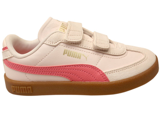 Puma Club II Era V PS Kids Girls Comfortable Adjustable Strap Sneakers