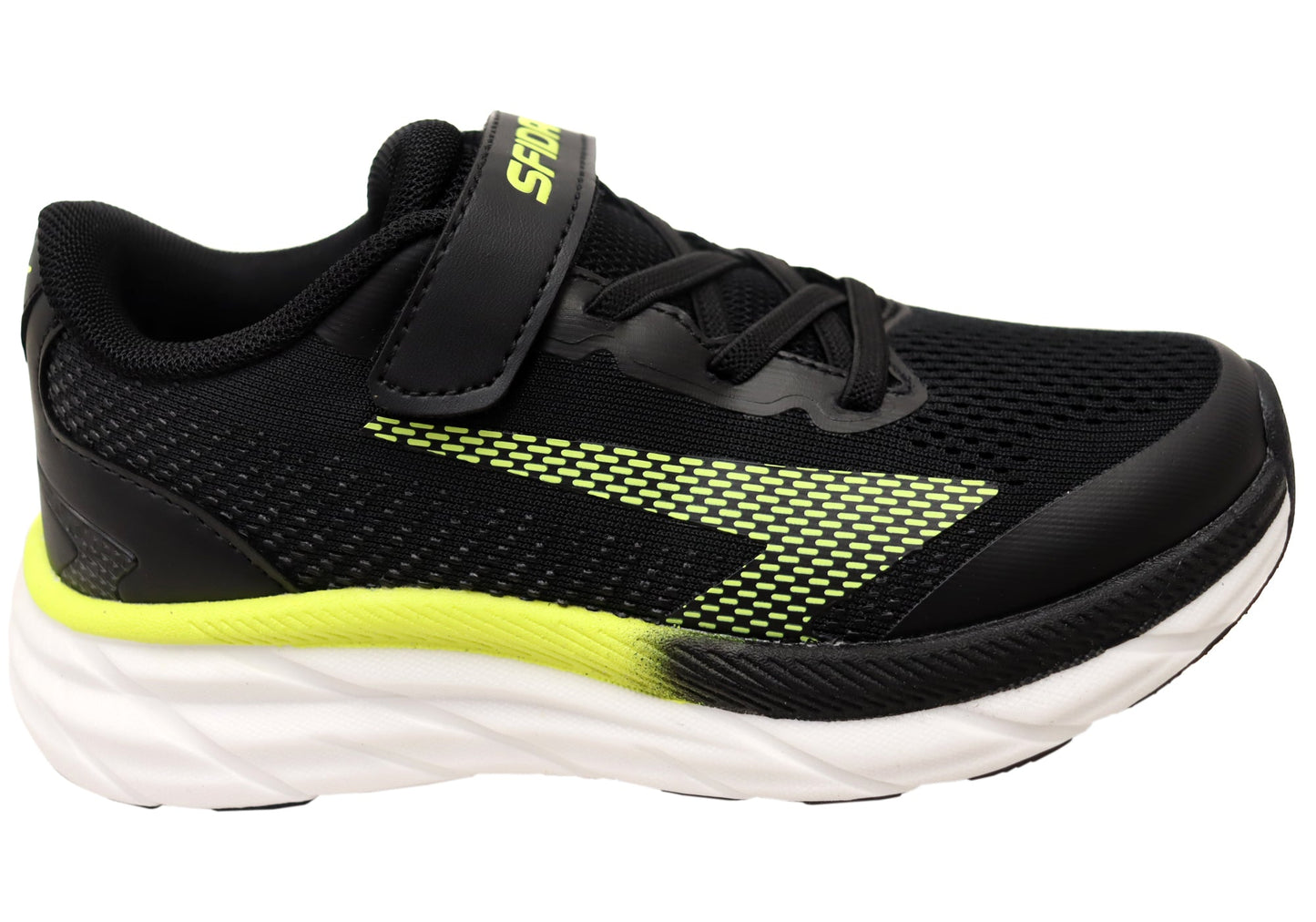 Sfida Tempo Kids Boys Adjustable Strap Athletic Shoes Black Lime