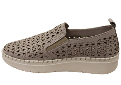 Orizonte Huntlee Womens European Leather Comfortable Slip On Shoes