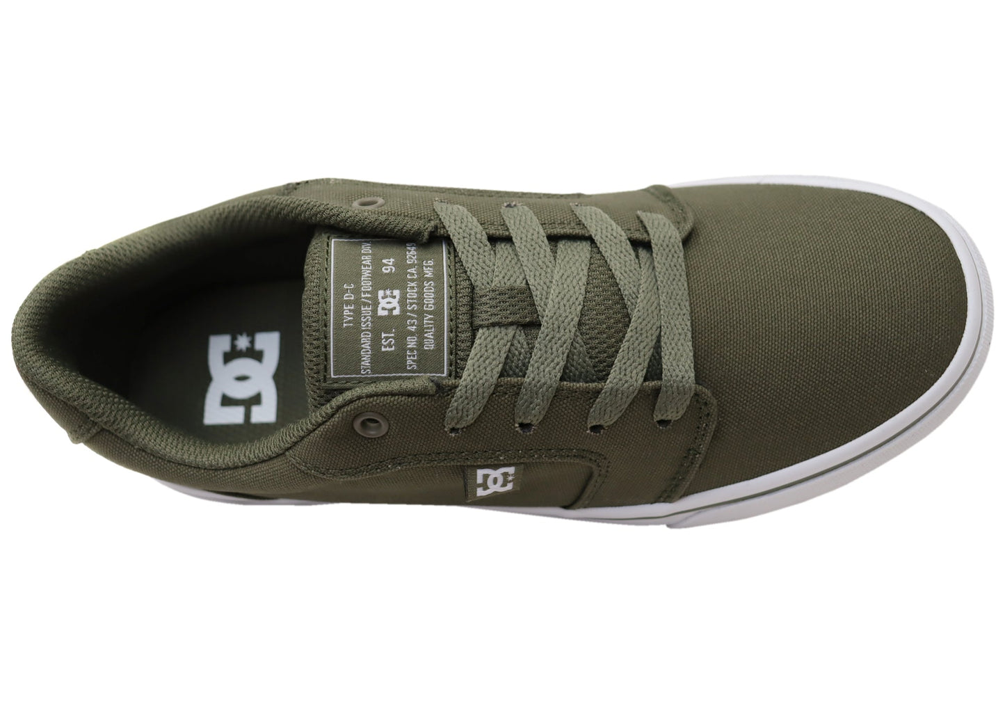 DC Shoes Mens Comfortable Anvil TX Lace Up Shoes Light Olive