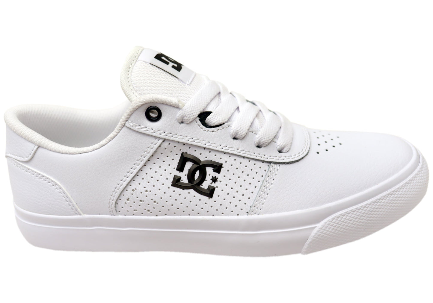 DC Shoes Mens Comfortable Teknic Leather Lace Up Shoes White Black