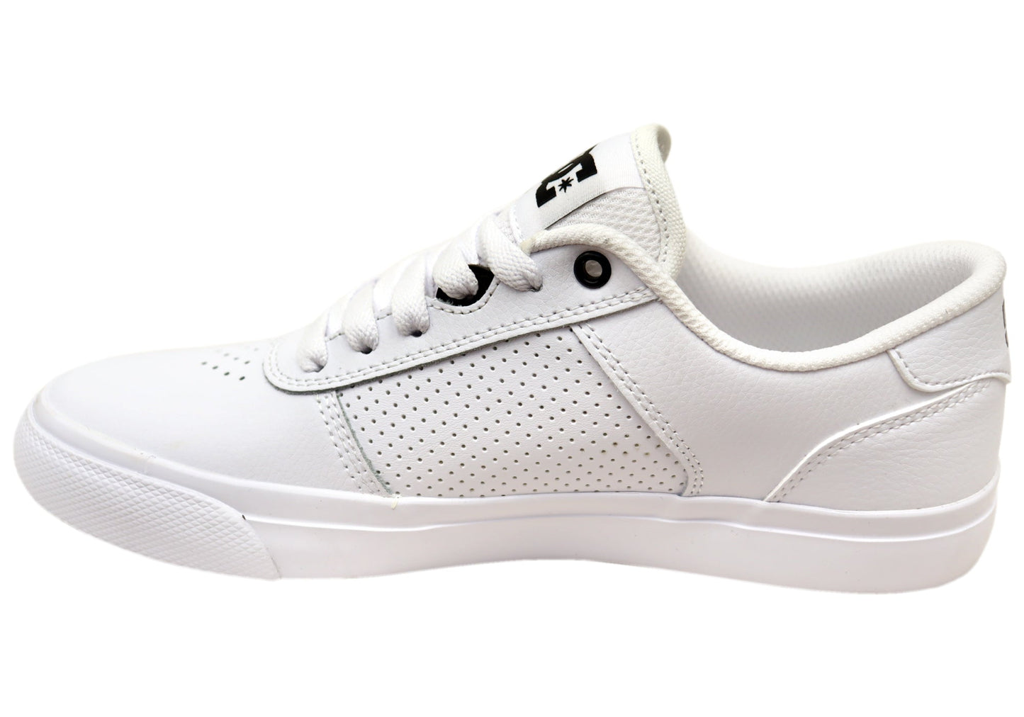 DC Shoes Mens Comfortable Teknic Leather Lace Up Shoes White Black