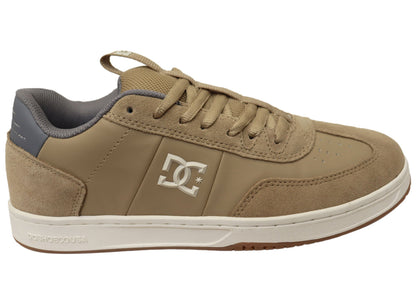 DC Shoes Mens Comfortable DC Astrix Leather Lace Up Shoes Tan Grey