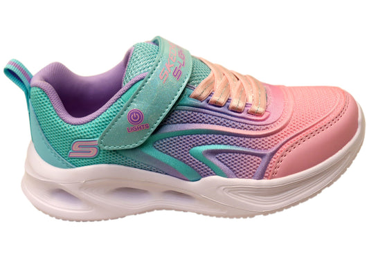 Skechers Kids Girls S Lights Sola Glow Color Breeze Shoes Aqua Pink