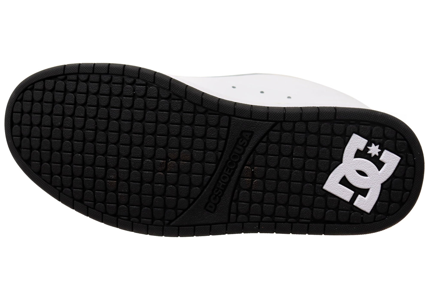 DC Shoes Mens Court Graffik Leather Lace Up Shoes White Black Black