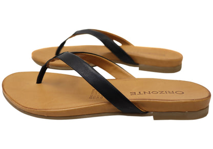 Orizonte Ellaease Womens Comfortable European Leather Thongs Sandals