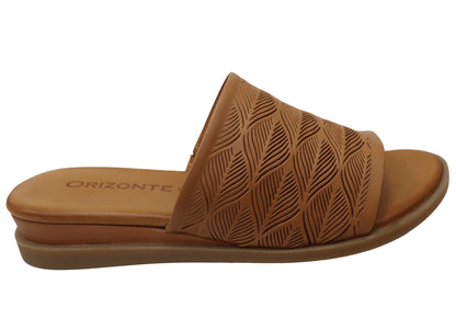 Orizonte Softsky Womens Comfortable European Leather Slides Sandals
