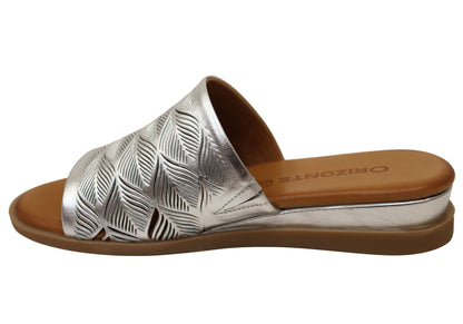 Orizonte Softsky Womens Comfortable European Leather Slides Sandals