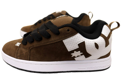 DC Shoes Mens Court Graffik SE Leather Lace Up Shoes Brown White