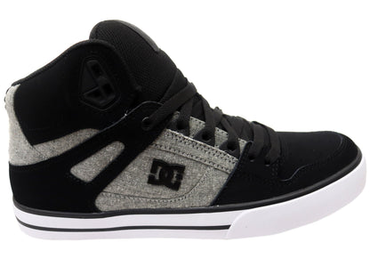 DC Shoes Mens Pure High Top WC Leather Sneakers Black Battleship Armor