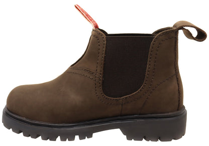 Rossi Boots 202 Bimberi Kids Pull On Leather Chelsea Boots Brown