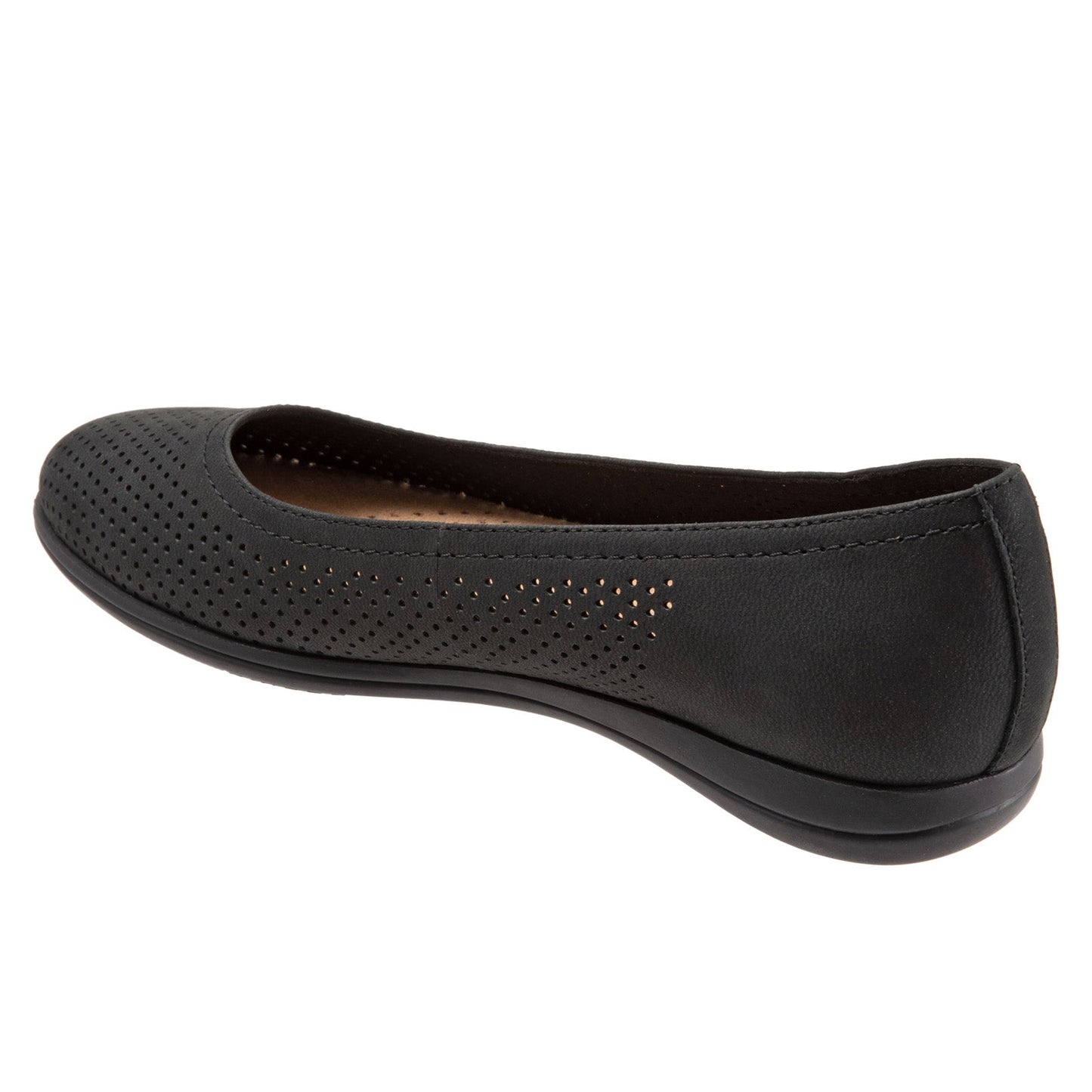 Trotters Darcey T1904-021 Womens Black Leather Slip On Ballet Flats Shoes