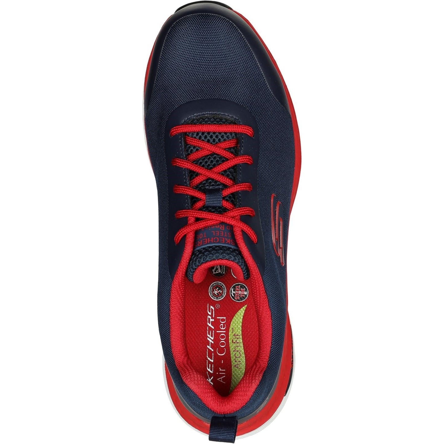Men's Wide Fit Skechers 200086EC Arch Fit Ringstap Safety Trainers - Red/Navy