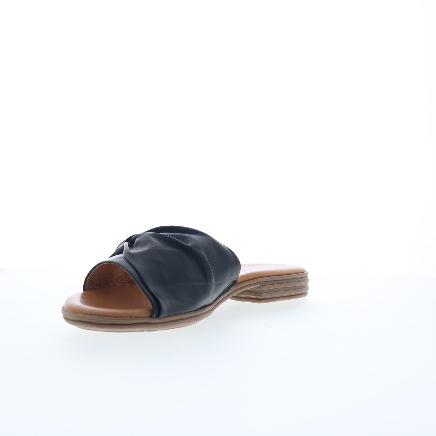 Miz Mooz Daisey Womens Black Leather Slip On Slides Sandals Shoes