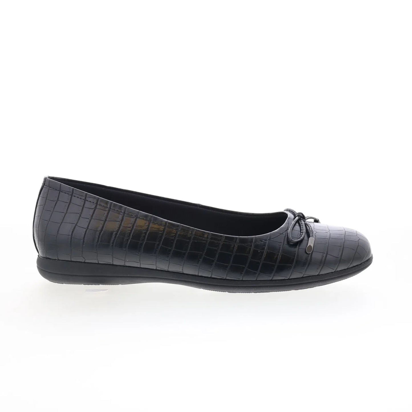Trotters Dellis T2054-011 Womens Black Leather Slip On Ballet Flats Shoes