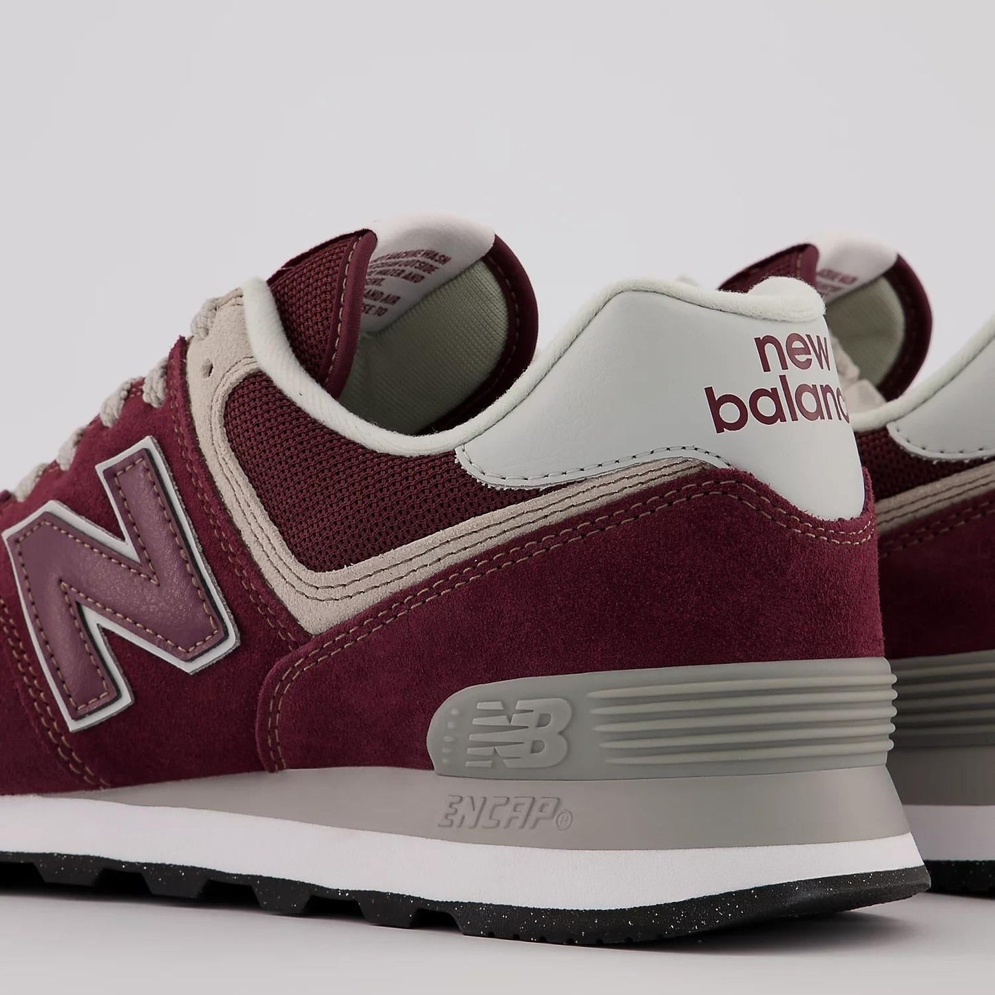 Men's Wide Fit New Balance ML574EVM Walking/Running Trainers - Exclusive - Burgundy/White ENCAP
