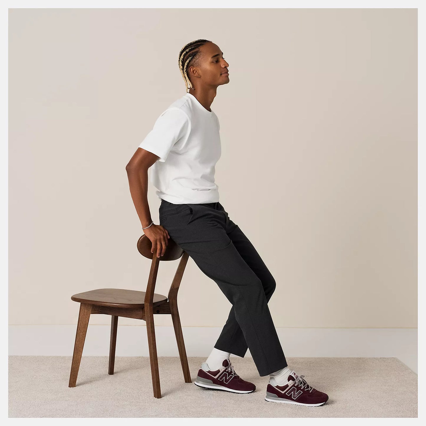 Men's Wide Fit New Balance ML574EVM Walking/Running Trainers - Exclusive - Burgundy/White ENCAP