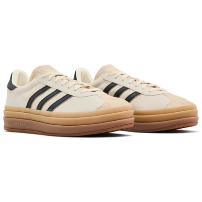 Adidas Originals Women's Cream/Black/Gum Gazelle Bold Sneakers, JS3892 (No Box)