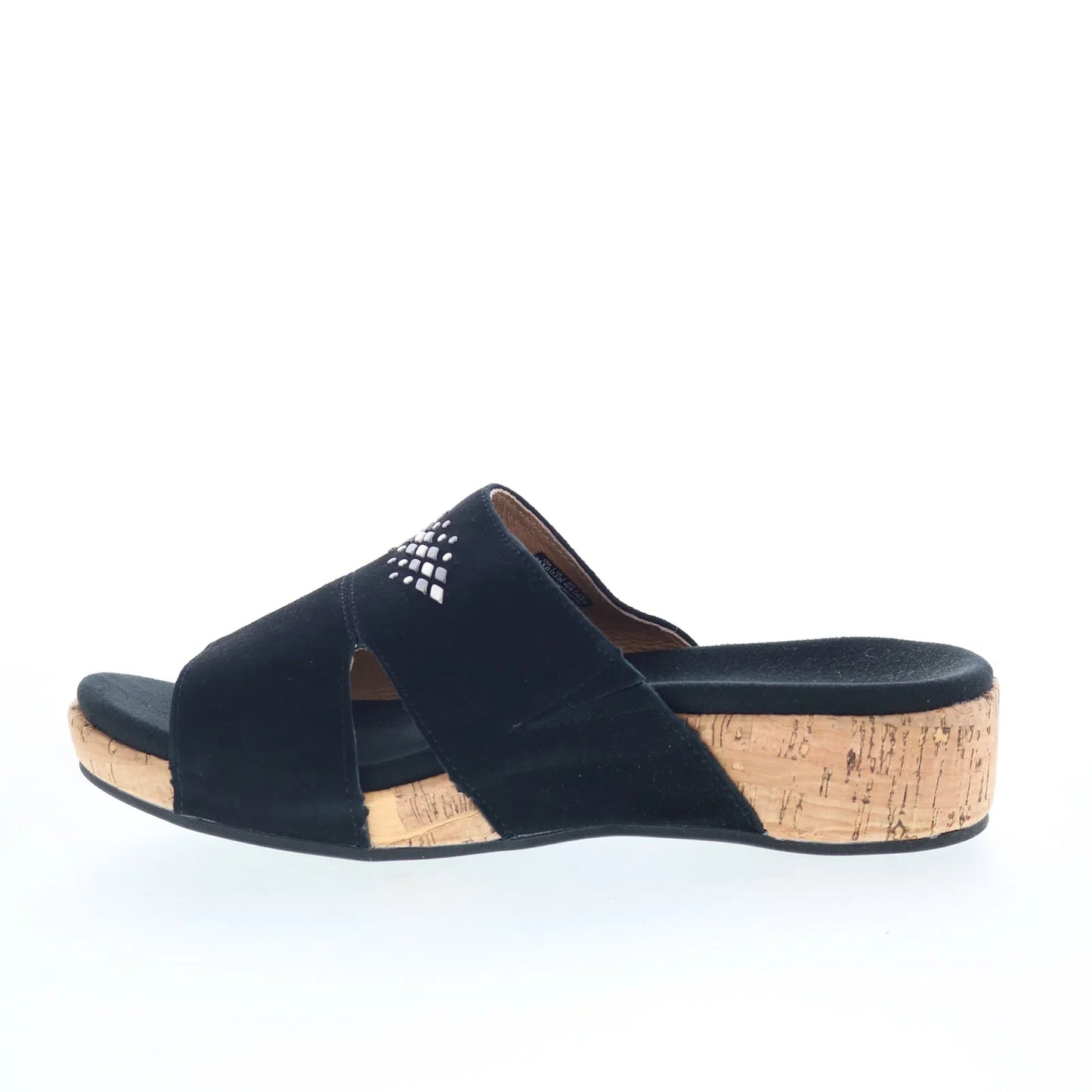 Spenco Passport Wedge SP1158BLK Womens Black Wide Slides Sandals Shoes
