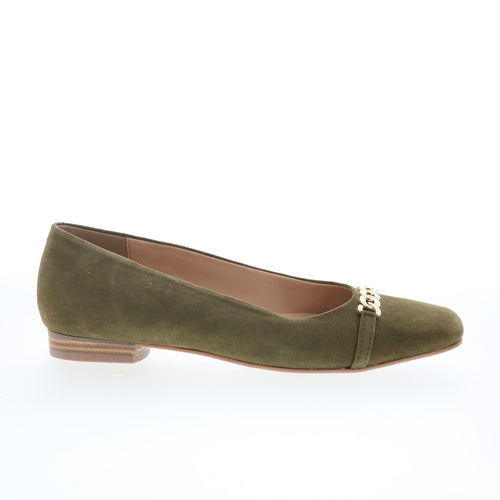Trotters Harmony T2250-342 Womens Green Suede Slip On Ballet Flats Shoes