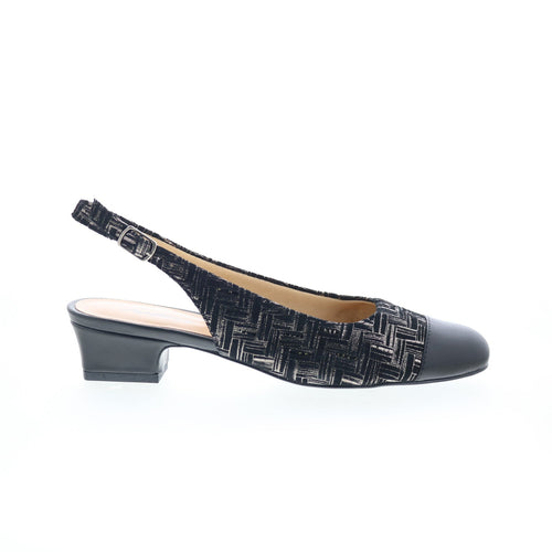 Trotters Dea T7001-013 Womens Black Extra Wide Slingback Heels Shoes